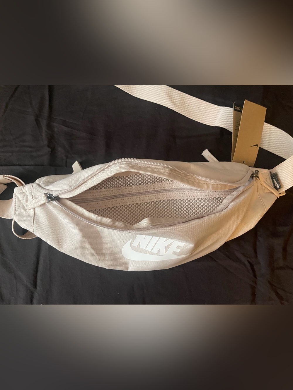 Nike Beige Men's Belt Bag with White Logo